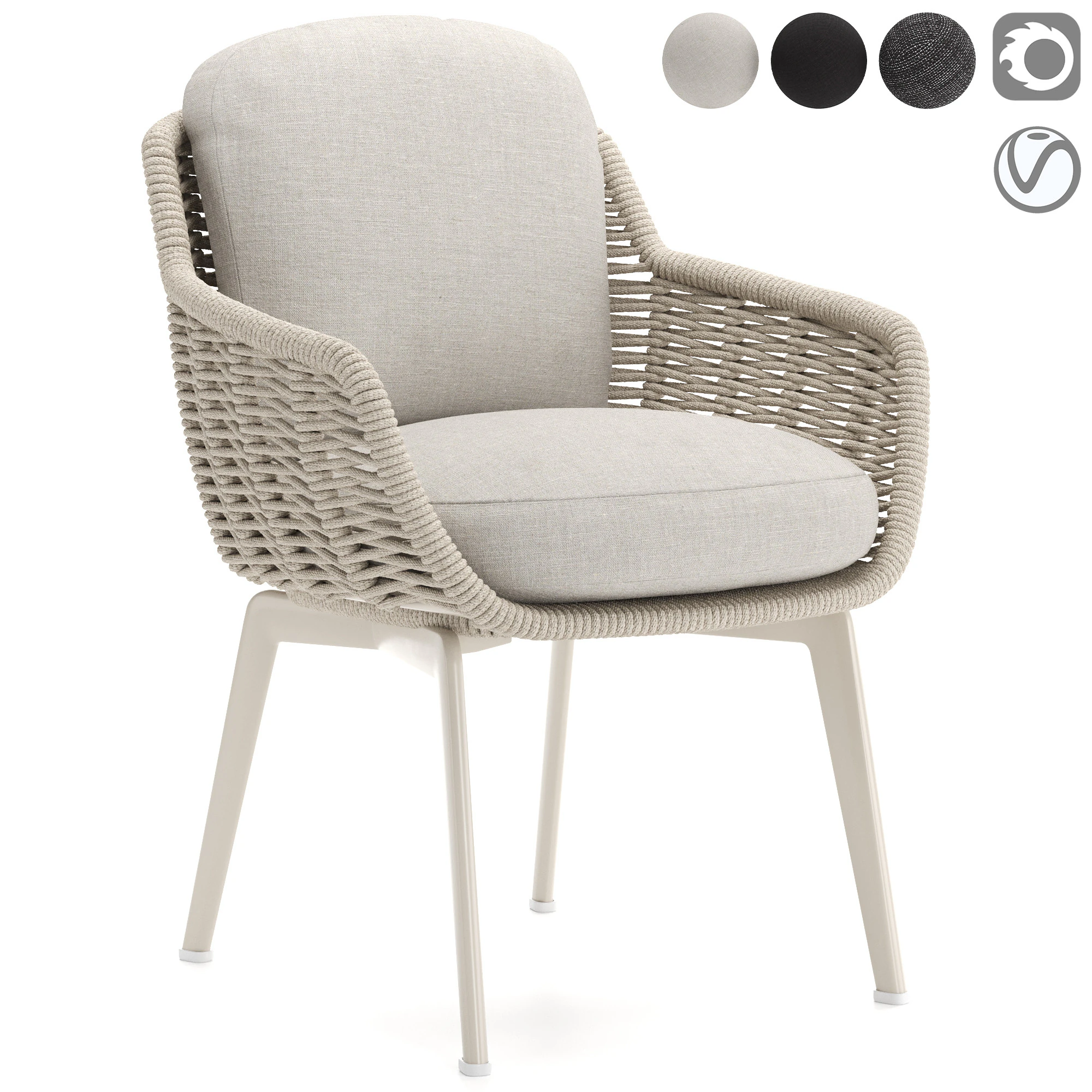 Belt Cord Outdoor Dining Chair 3D Model .c4d .max .obj .3ds .fbx .stl .blend 
