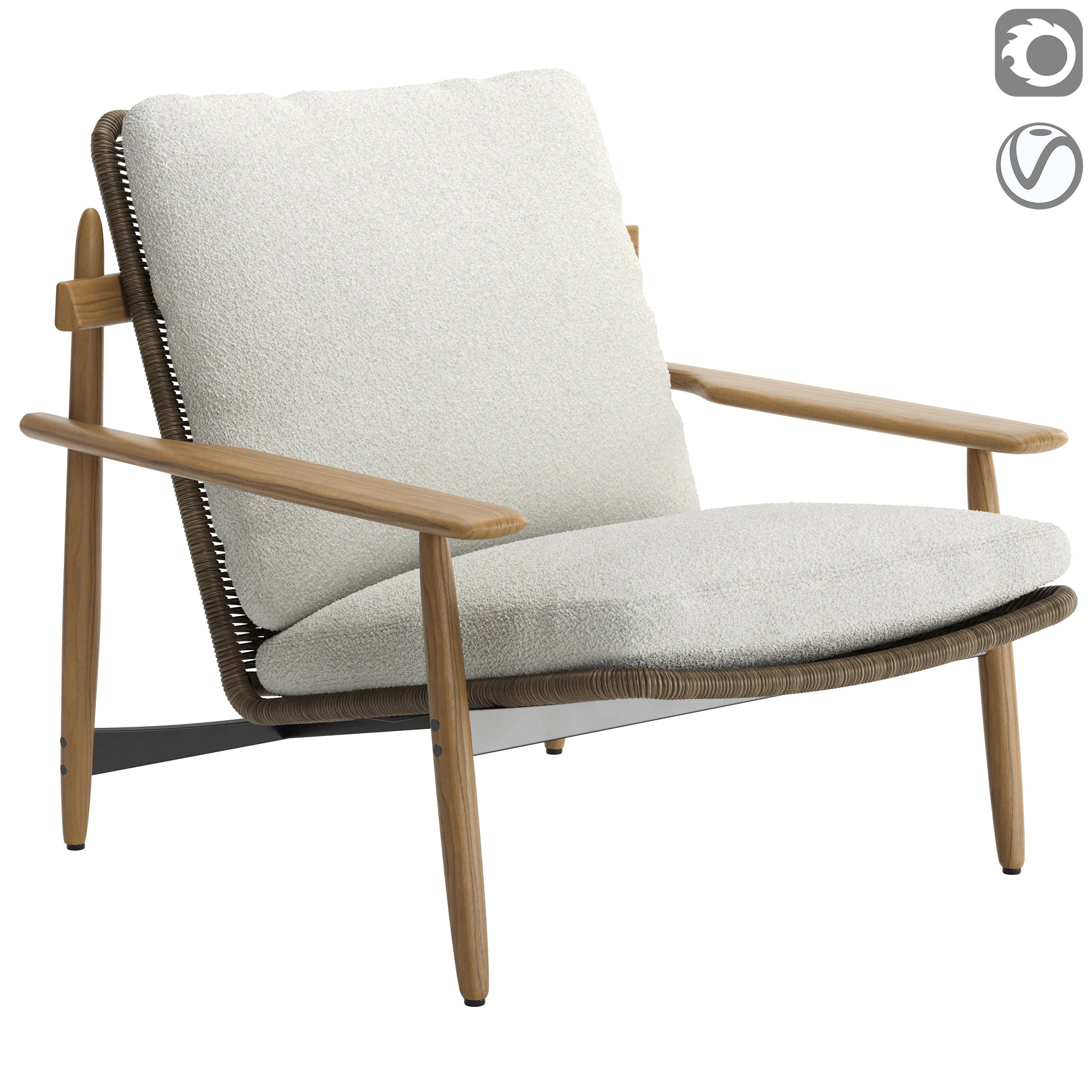 Trio Outdoor Armchair 3D Model .c4d .max .obj .3ds .fbx .stl .blend 