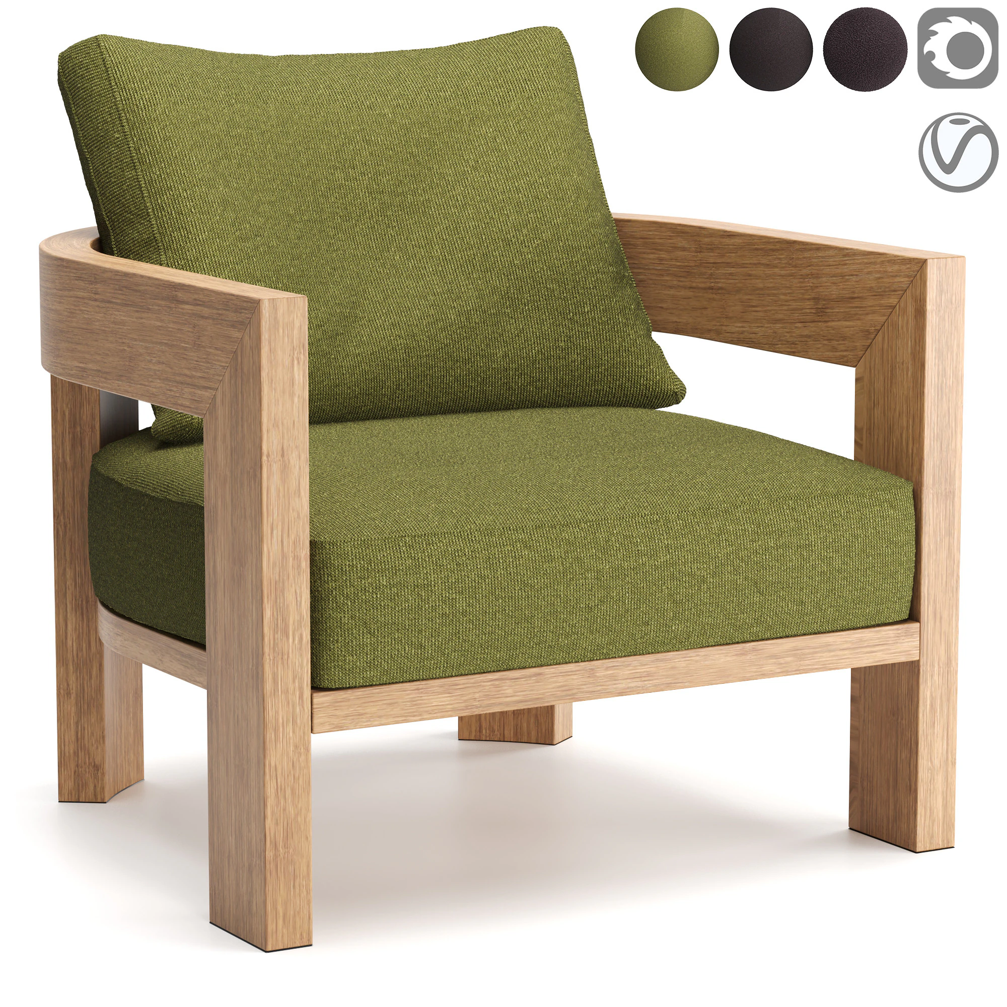Warhol Iroko Nature Outdoor Armchair 3D Model .c4d .max .obj .3ds .fbx .stl .blend 