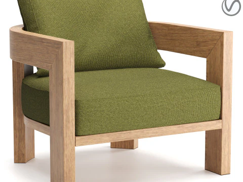 Poltroncina da esterno Warhol Iroko Nature Modello 3D