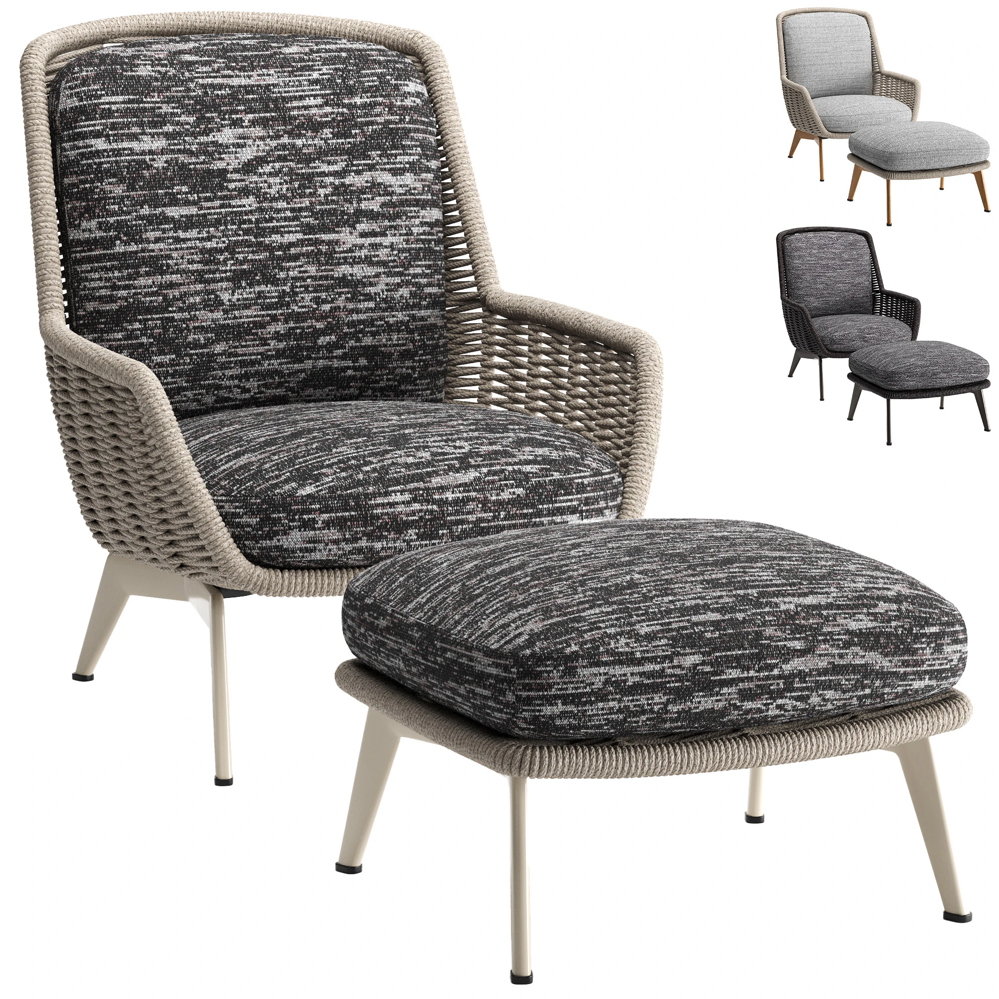 Belt Cord Outdoor Armchair 3D Model .c4d .max .obj .3ds .fbx .stl .blend