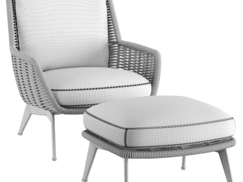 Belt Cord Outdoor Armchair 3D Model