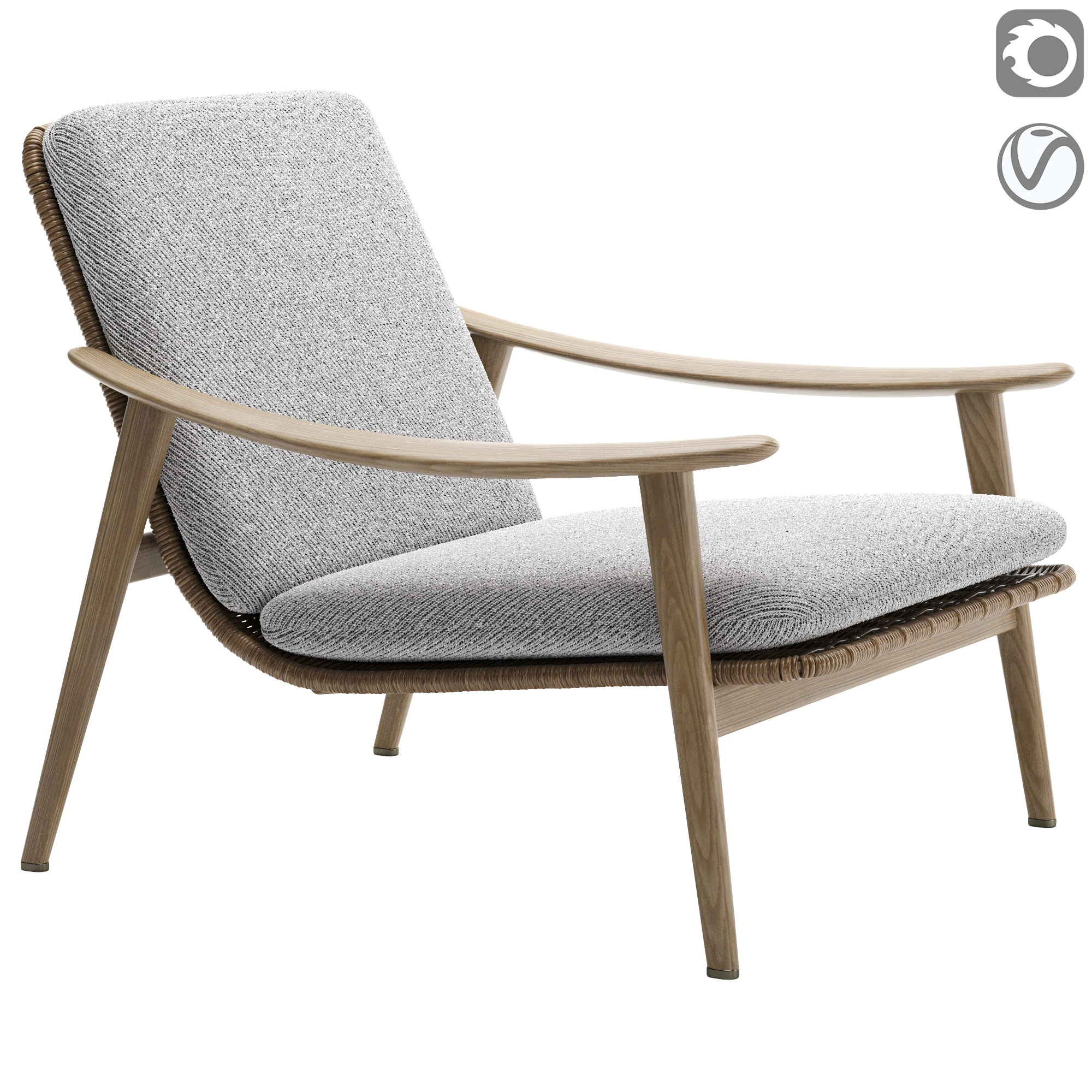 Fynn Outdoor Armchair 3D Model .c4d .max .obj .3ds .fbx .stl .blend 