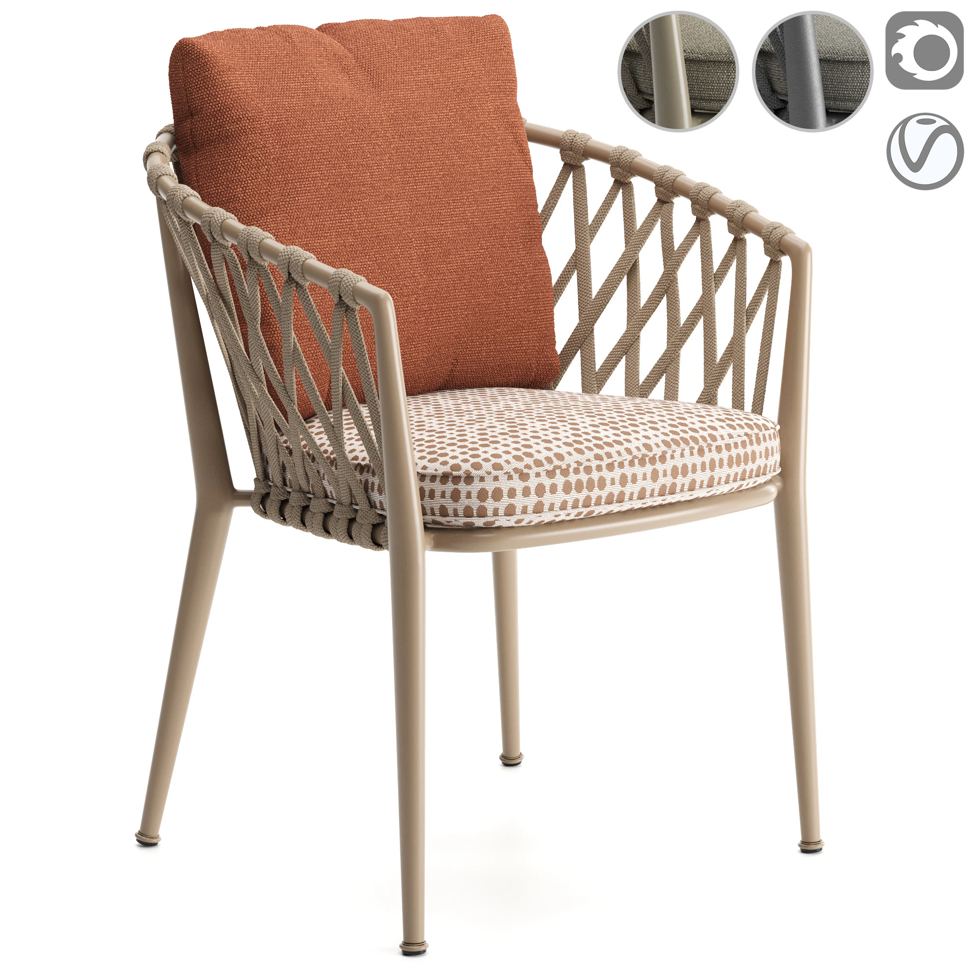 Erica Outdoor Chair 3D Model .c4d .max .obj .3ds .fbx .stl .blend 