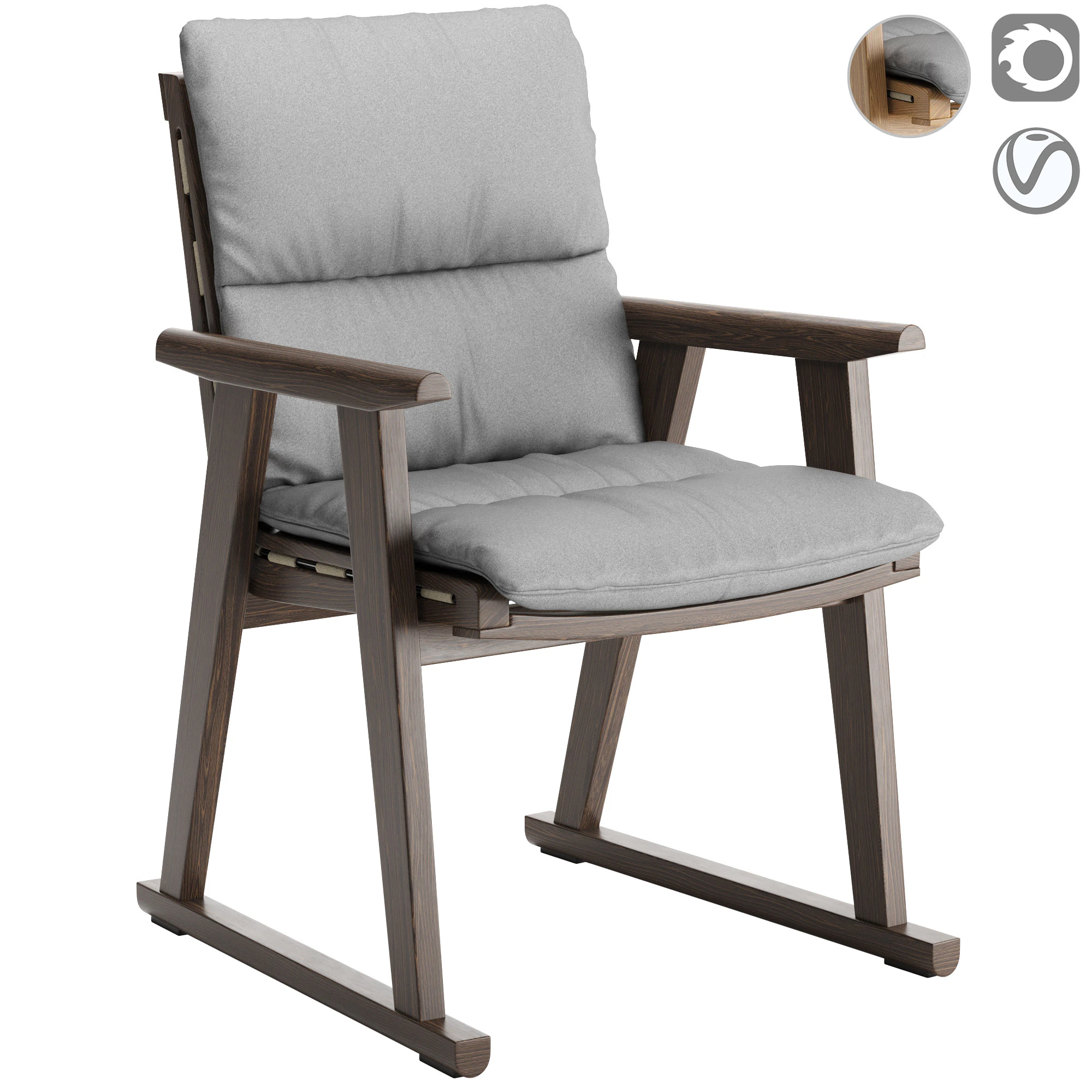 Gio Outdoor Dining Chair 3D Model .c4d .max .obj .3ds .fbx .stl .blend 