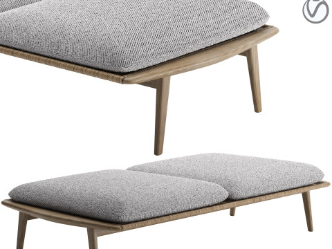 Fynn Outdoor Bench with 2 Cushions 3D Model