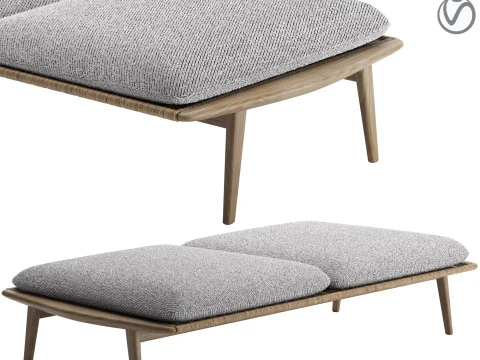 Лавка Fynn Outdoor з 2 подушками 3D Модель