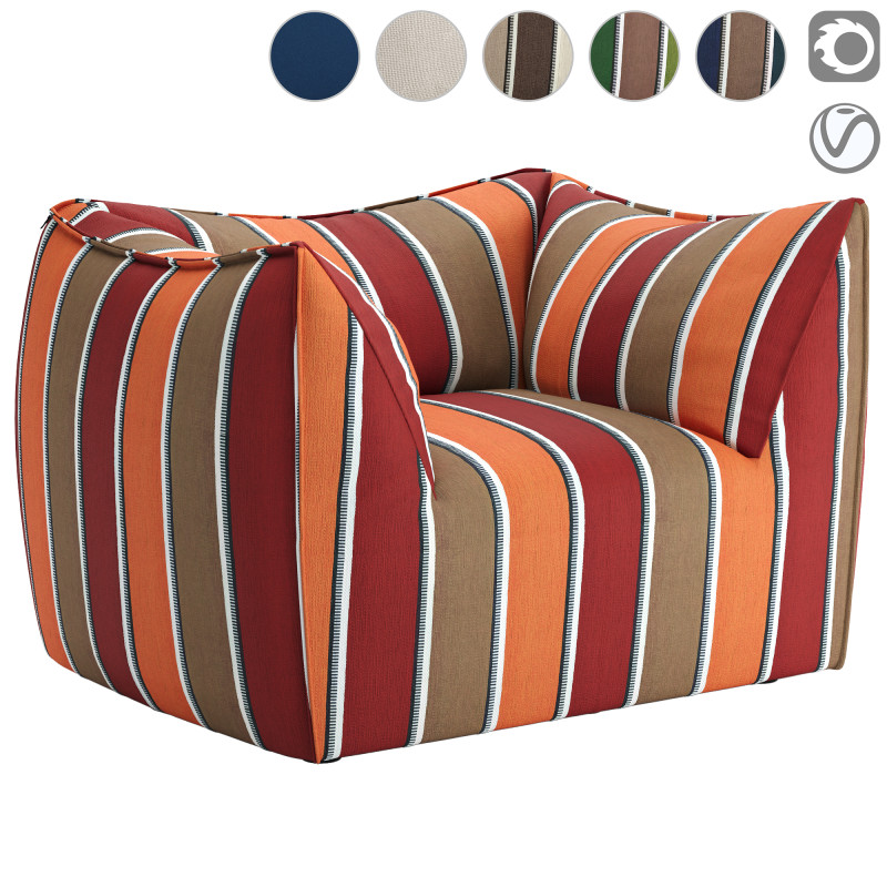 La Bambola Outdoor Armchair 3D Model .c4d .max .obj .3ds .fbx .stl .blend 