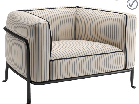 Kursi Berlengan Luar Ruangan Borea Model 3D