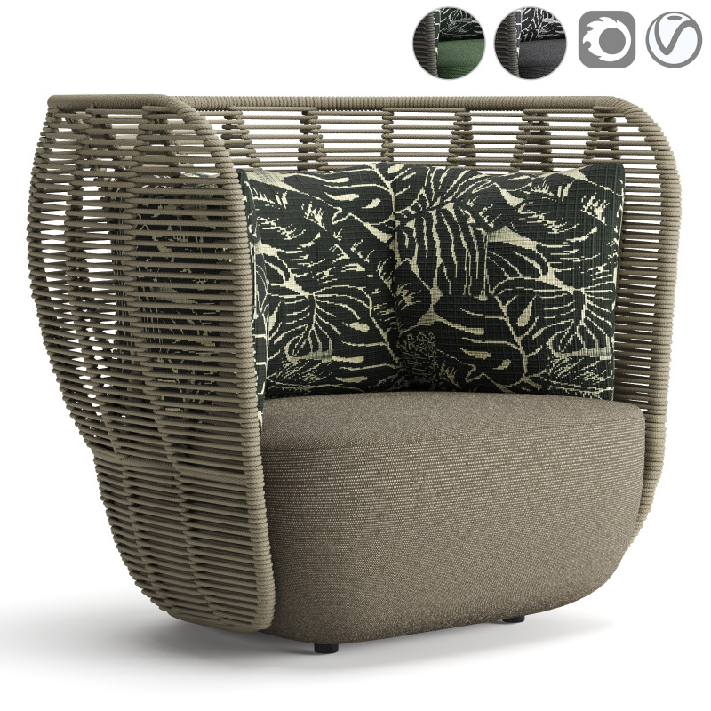 Bay Outdoor Armchair V1 3D Model .c4d .max .obj .3ds .fbx .stl .blend 
