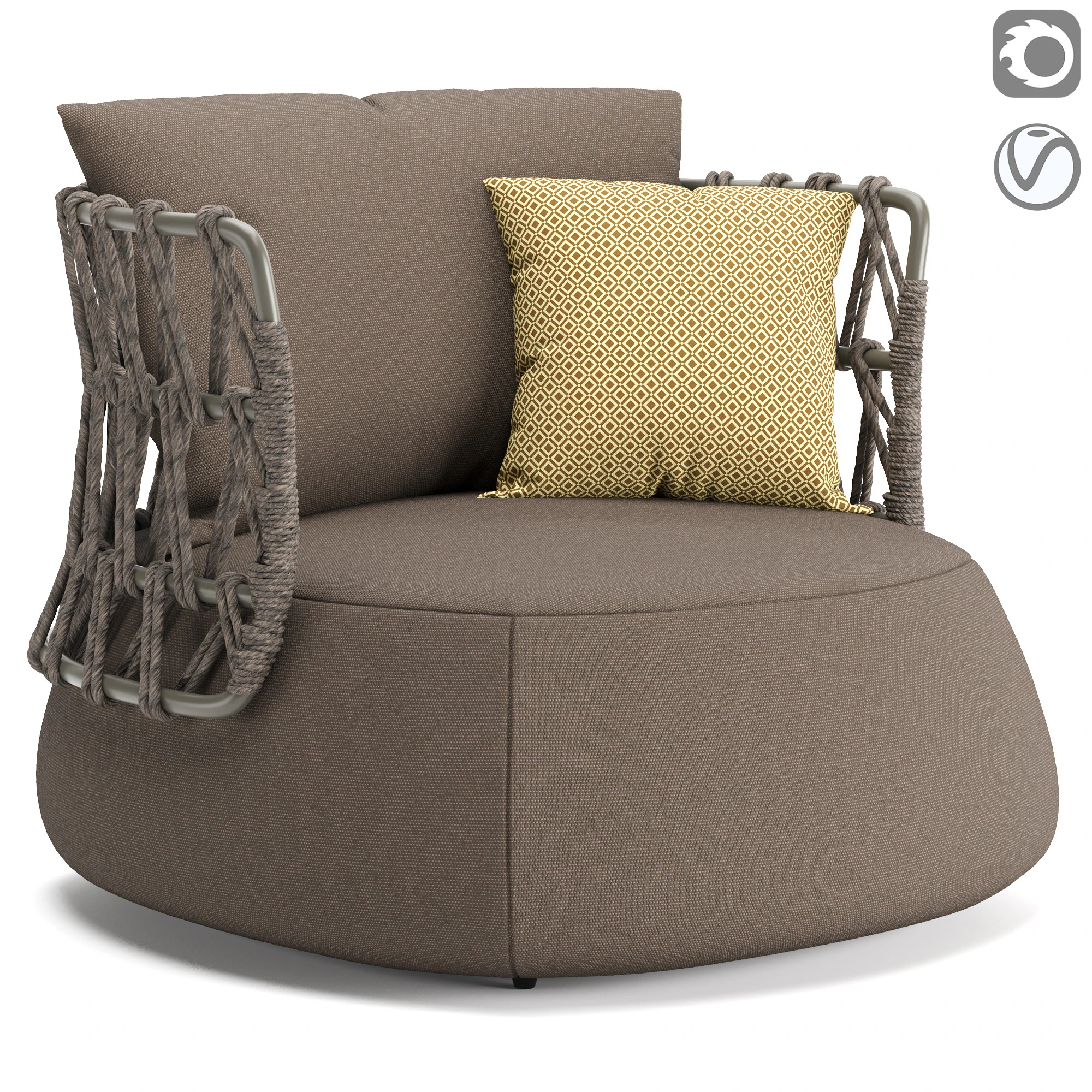 Bay Outdoor Armchair v2 3D Model .c4d .max .obj .3ds .fbx .stl .blend