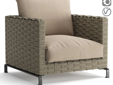 रे आउटडोर फैब्रिक आर्मचेयर 3D मॉडल