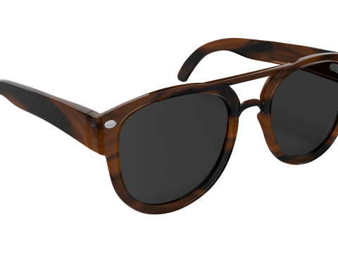 Stylish Eyewear Tortoise Shell Sunglasses Low-poly Modelo 3D