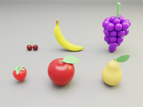 Frutta dei cartoni animati a basso numero di poligoni Modello 3D