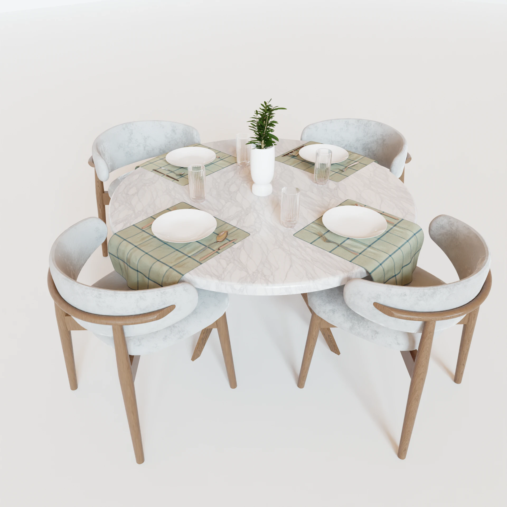 Dining Table 3D Model .c4d .max .obj .3ds .fbx .stl .blend