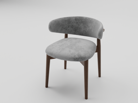 Wooden Dining Chair with Fabric Seat and Backrest 3D Модель