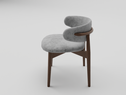 Wooden Dining Chair with Fabric Seat and Backrest 3D 모델