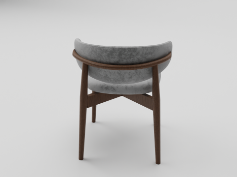 Wooden Dining Chair with Fabric Seat and Backrest 3D 모델