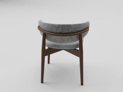 Wooden Dining Chair with Fabric Seat and Backrest 3D Model