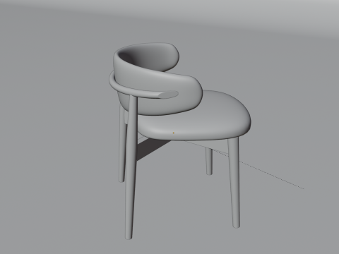 Wooden Dining Chair with Fabric Seat and Backrest 3D 모델