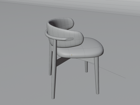 Wooden Dining Chair with Fabric Seat and Backrest 3D 모델