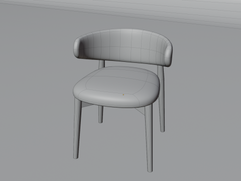 Wooden Dining Chair with Fabric Seat and Backrest 3D 모델
