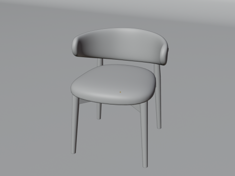 Wooden Dining Chair with Fabric Seat and Backrest 3D 모델