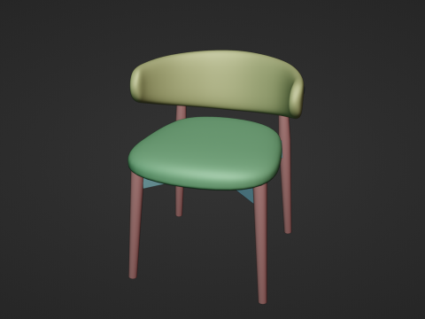 Wooden Dining Chair with Fabric Seat and Backrest 3D 모델