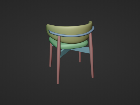 Wooden Dining Chair with Fabric Seat and Backrest 3D 모델