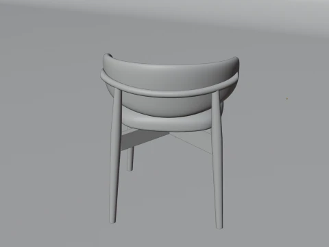 Wooden Dining Chair with Fabric Seat and Backrest 3D Model