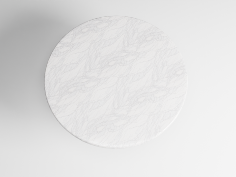 Marble Top Dining Drum and Wood Legs 3D Model