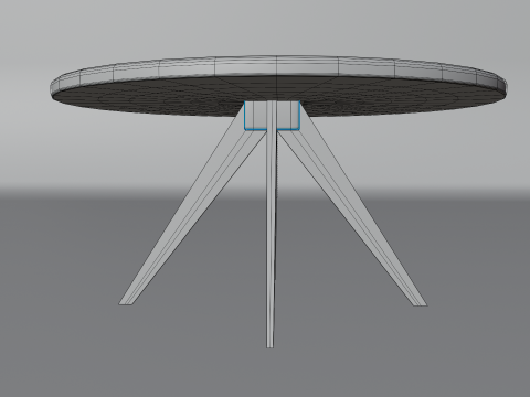Marble Top Dining Drum and Wood Legs 3D Model
