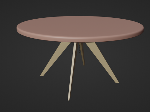 Marble Top Dining Drum and Wood Legs 3D Model