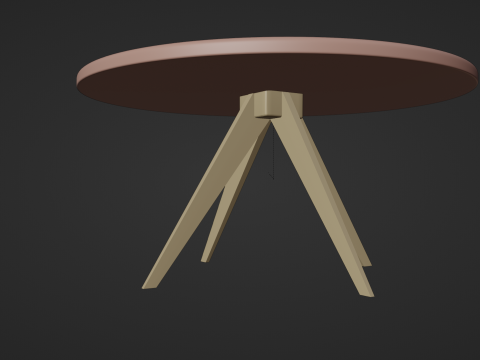 Marble Top Dining Drum and Wood Legs 3D Model