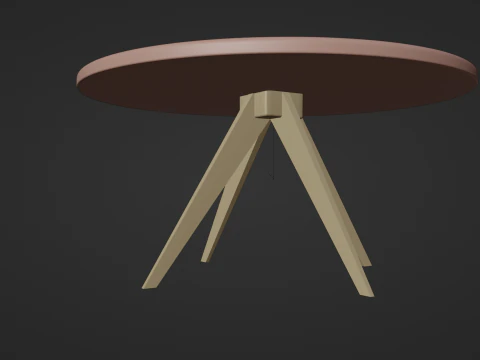 Marble Top Dining Drum and Wood Legs 3D Model