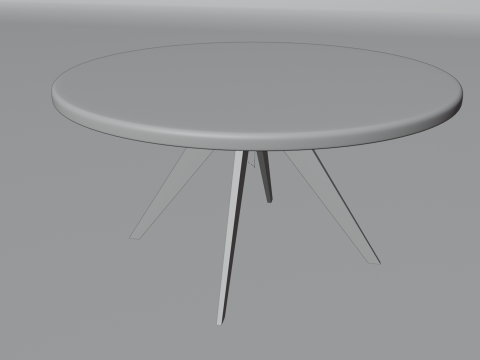 Marble Top Dining Drum and Wood Legs 3D Model