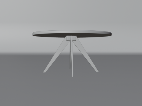 Marble Top Dining Drum and Wood Legs 3D Model