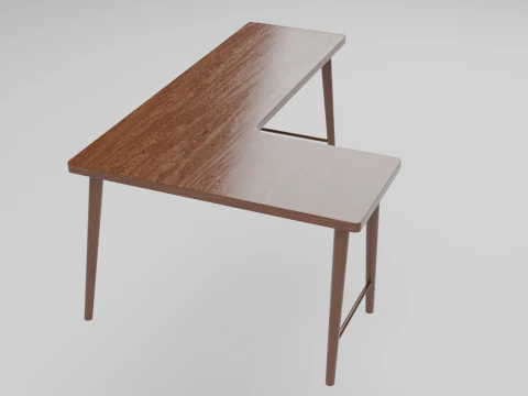 Wooden Corner Desk For Bedroom Modern Simple 3D Model