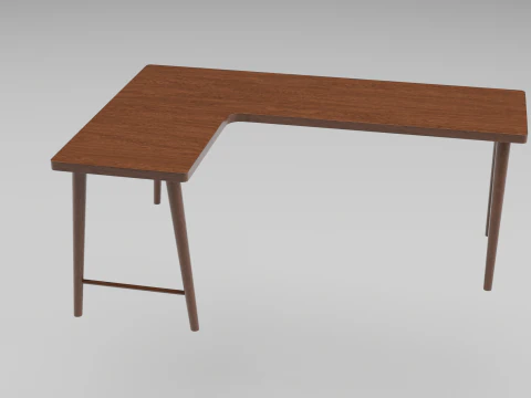 Wooden Corner Desk For Bedroom Modern Simple 3D Model