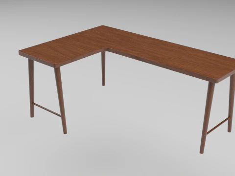Wooden Corner Desk For Bedroom Modern Simple 3D Model