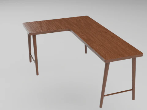 Wooden Corner Desk For Bedroom Modern Simple 3D Model