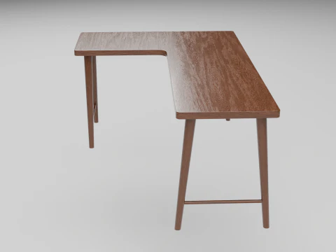 Wooden Corner Desk For Bedroom Modern Simple 3D Model