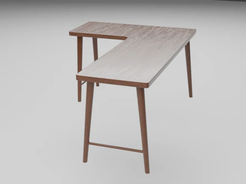 Wooden Corner Desk For Bedroom Modern Simple 3D Model