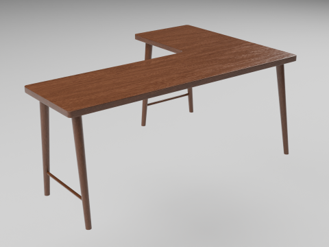 Wooden Corner Desk For Bedroom Modern Simple 3D-Modell