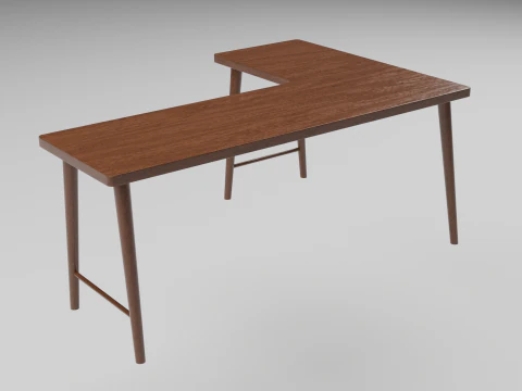 Wooden Corner Desk For Bedroom Modern Simple 3D Model