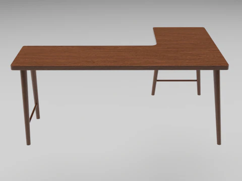 Wooden Corner Desk For Bedroom Modern Simple 3D Model