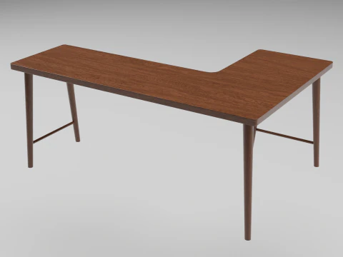 Wooden Corner Desk For Bedroom Modern Simple 3D Model