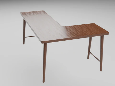 Wooden Corner Desk For Bedroom Modern Simple 3D Model