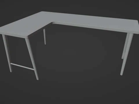 Wooden Corner Desk For Bedroom Modern Simple 3D Model