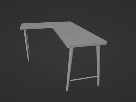 Wooden Corner Desk For Bedroom Modern Simple 3D Model